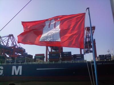 汉堡, 国旗, 乘船旅行, 风很大, 颤振, 打击, 红色