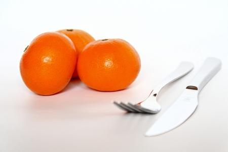 叉子, 刀, 餐具, 金属, 餐具, 关闭, 橙色