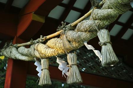 shimenawa, 靖国神社, 圣洁, 日本, 绳子, 挂, 系结
