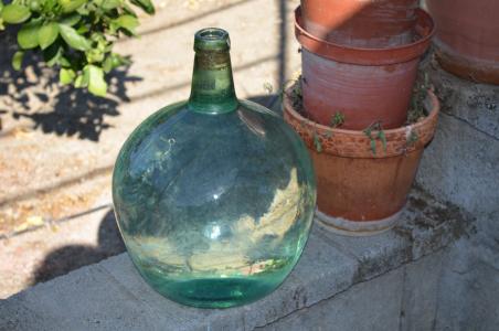 玻璃水瓶, 石油, 玻璃, 老, 花盆