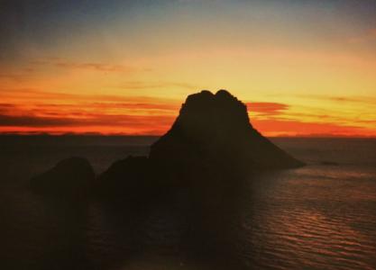 韦德拉, 伊维萨岛, 巴利阿里群岛, 日落, 傍晚的天空