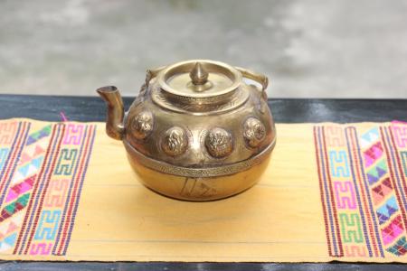 金属罐, 不丹, 酒店, 茶壶, 室内, 文化, 茶-热饮料