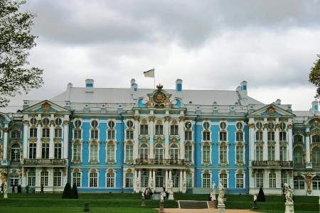 tsarskoe selo 庄园, 圣彼得堡, 皇家宫殿, 白色, 蓝色, 华丽