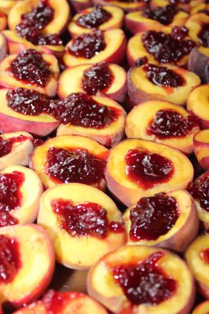 桃子, 小红莓, 野生, 温暖的食物, 热自助餐, 自助餐