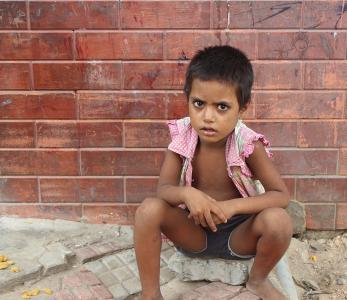 儿童, 那个乞丐, 印度, 亚洲, 贫困, 新德里