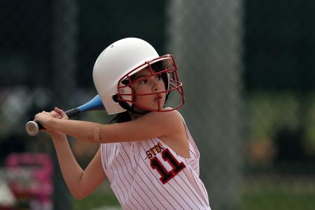 垒球, 面糊, 球员, 女孩, 女性, 行动, 体育