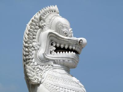 寺庙监护人, 泰国, 狮子, 雕塑, 龙, 龙的头