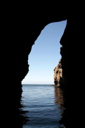 洞穴, 开幕, 圣克鲁斯岛, 岩石, 水, 海, 海洋