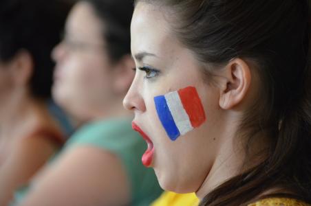 女孩, 支持, 尖叫声, 动机, 法国, 国旗, 足球