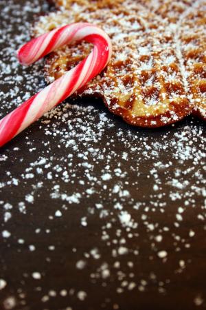 华夫饼, 糖果手杖, 圣诞节, 糖, 甜蜜, 食品, 糖霜