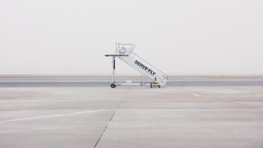 照片, 灰色, 服务, 飞, 飞机, 楼梯, 机场