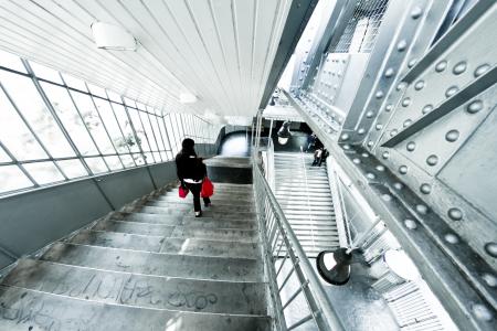 楼梯, 巴黎, 地铁, 法国, 城市, 街道, 灰色