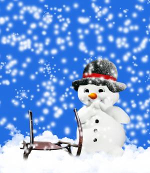 冬天, 雪, 寒冷, 小雪人, 幻灯片, 降雪量, 帽子