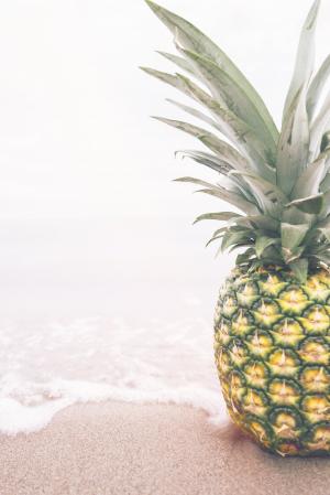 菠萝, 水果, 食品, 沙子, 海滩, 热带, 夏季