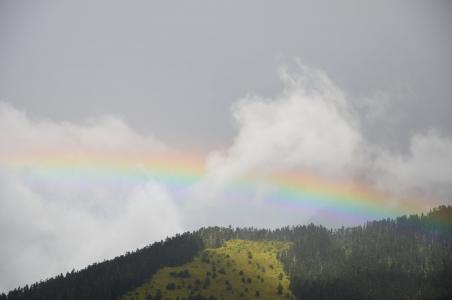 彩虹, 山, 阴天, 椽雨, 属性, 颜色, 自然