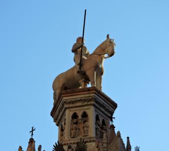 雕像, scala, 维罗纳, 方舟 scaligere, cansignorio, 马, 意大利