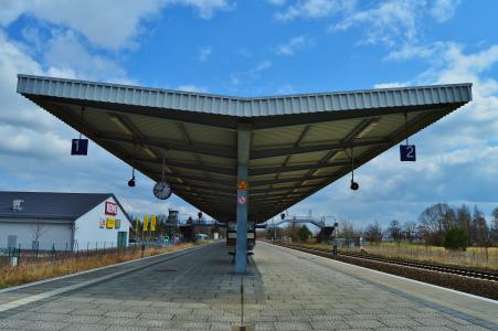 平台, 屋面施工, 建筑, 火车站, gleise