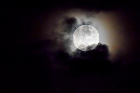 月亮, 月光, 天空, 云彩, 晚上, 黑暗, 自然