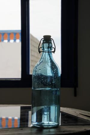 玻璃瓶, 蓝色, 水, 水的瓶子, 玻璃, 颜色