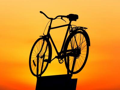 自行车, 自行车, 黎明, 黄昏, 剪影, 天空, 日出