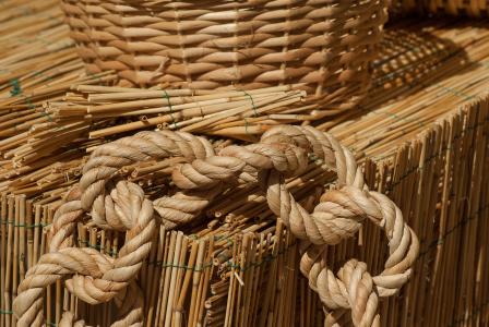 稻草, 柳条, 编织, 绳子, 购物篮