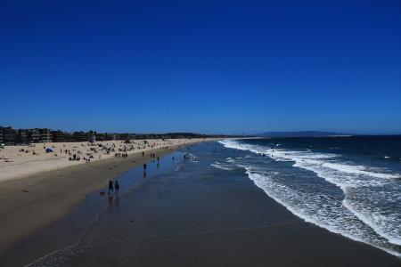 海滩, 圣莫尼卡, 加利福尼亚州, 蓝色, 天空, 清除, 海