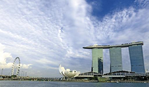 新加坡, 滨海湾金沙, 新加坡地标, 新加坡传单, 新加坡河, 蓝蓝的天空, 酒店