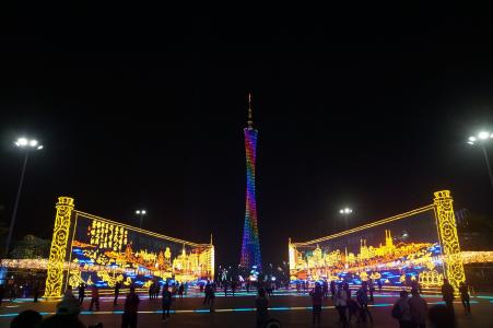 灯的节日, 广州塔, 夜景, 中国, 亚洲