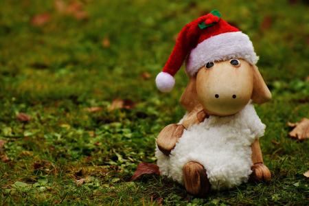 圣诞节, 羊, 德科, 圣诞老人的帽子, 陶瓷, 可爱, 图