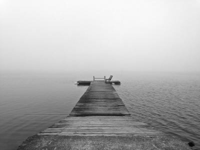 雾, 同行, 水, 湖, 有雾, 平静, 观点