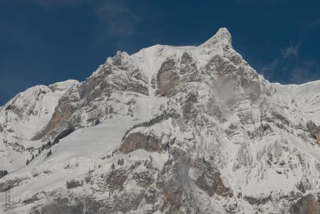 山, 雪, wiggis, glarus, 瑞士, 冬天, 高山