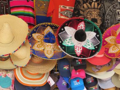 墨西哥, 贸易, 档, 宽边帽, 工艺品, 市场, 帽子