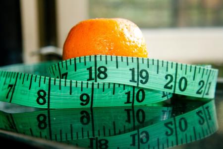 饮食, 措施, 卷尺, 橙色, 测量, 节食, 苗条的