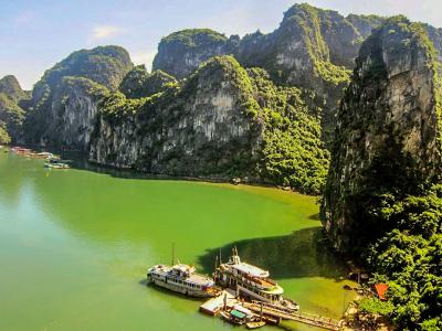 下龙湾, 越南, 水, 山脉, 船舶, 小船, 风景名胜