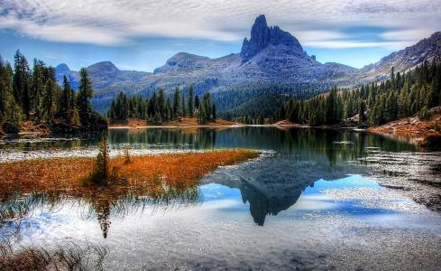 白云岩, 拉戈联邦, 贝卢诺, 山脉, 自然, 湖, 景观