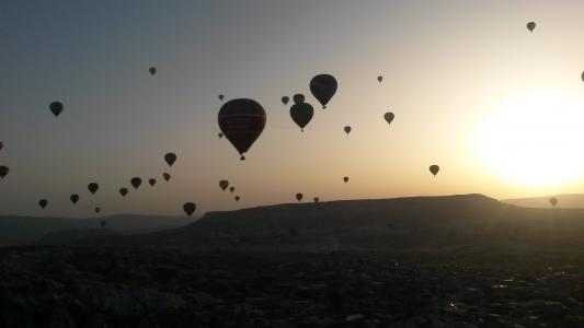 热气球, 气球, 热气球旅行, 冒险, 土耳其, 卡帕多西亚, 日出