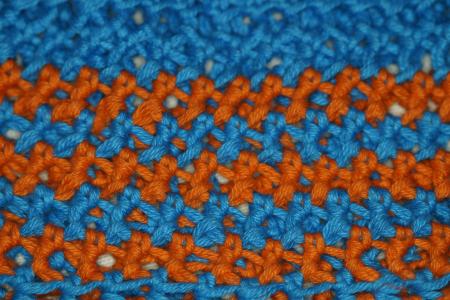 钩针, 手工劳动, 业余爱好, 橙色, 蓝色, 条纹, 结构