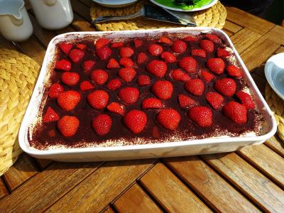 提拉米苏, 甜味的碟子, 草莓, 美味, 红色