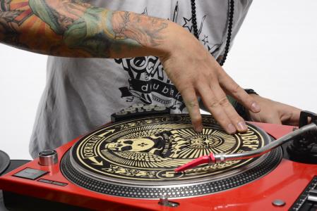dj, 转台, 从头开始, 嘻哈, 文化, 手, 纹身