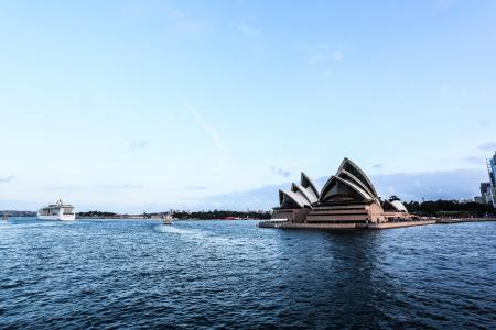 澳大利亚, 悉尼, 歌剧, 蓝色的天, 白云, 景观, 天空