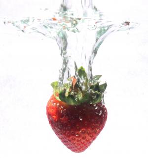 水, 滴灌, 食品, 草莓, 水果, 溅, 新鲜