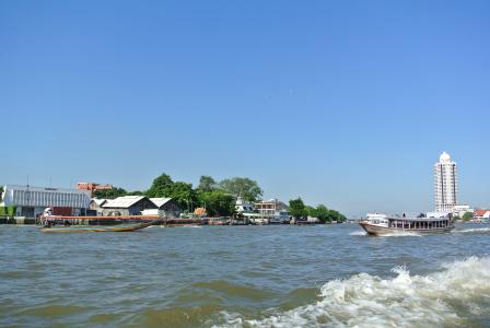 曼谷, 泰国, 河, 船舶, 旅行