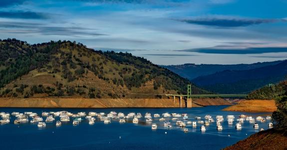 奥罗维尔湖, 加利福尼亚州, 船舶, 小船, 景观, 山脉, 风景名胜