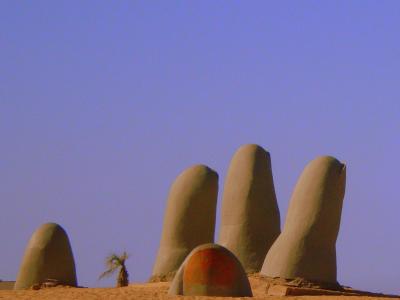 埃斯特角, 纪念碑, 手, 沙子, 海滩, 雕塑, 乌拉圭