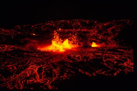 熔, 火山, 熔岩, 晚上, 发光, 热, 地质