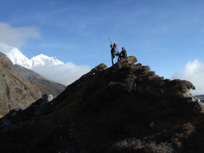 喜马拉雅山, 山, 塔, 人, 徒步旅行