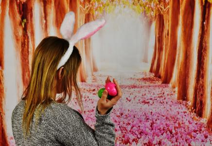 复活节, 女孩, 兔子的耳朵, 鸡蛋, 复活节兔子, 复活节快乐, 复活节的问候