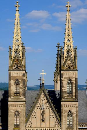 教堂的尖顶, 教会, 尖塔, 天主教, 罗马式, 德国, 建筑