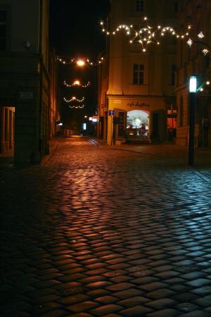 捷克共和国, 摩拉, 奥洛穆茨, 城市, 街道, 圣诞节, 晚上