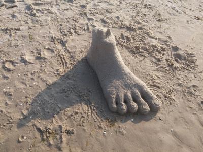 沙雕, 脚, 沙子, 雕像, 波兰海滩, 海滩, 波兰